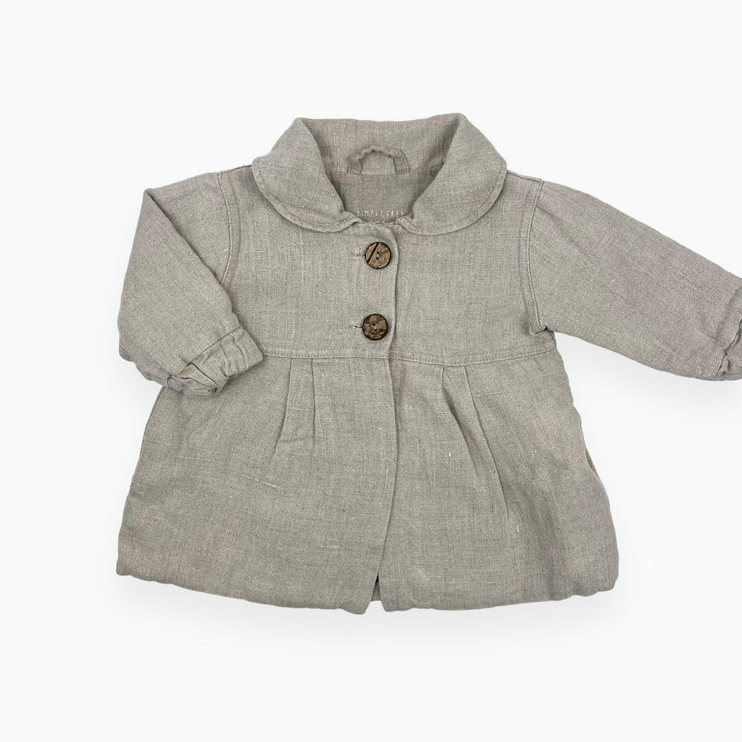 Veste beige 100% lin avec petit col 12-18M