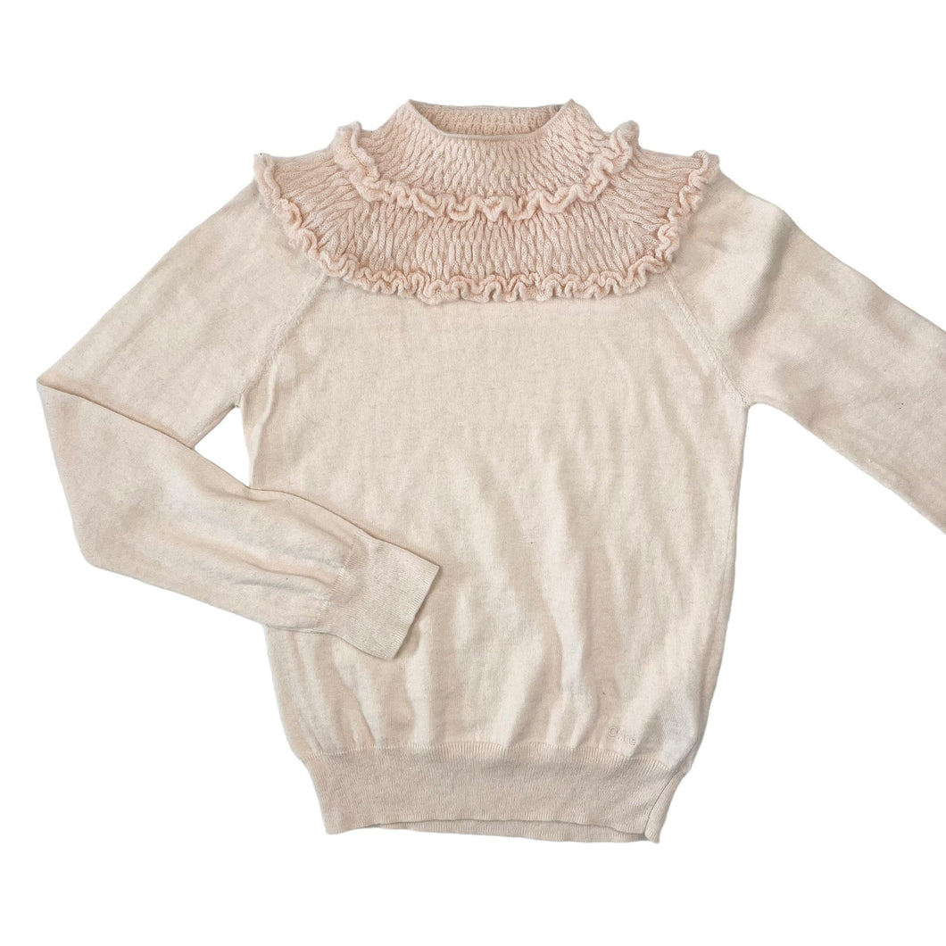 Pull avec col texturé en coton, polyamide et laine 6Y