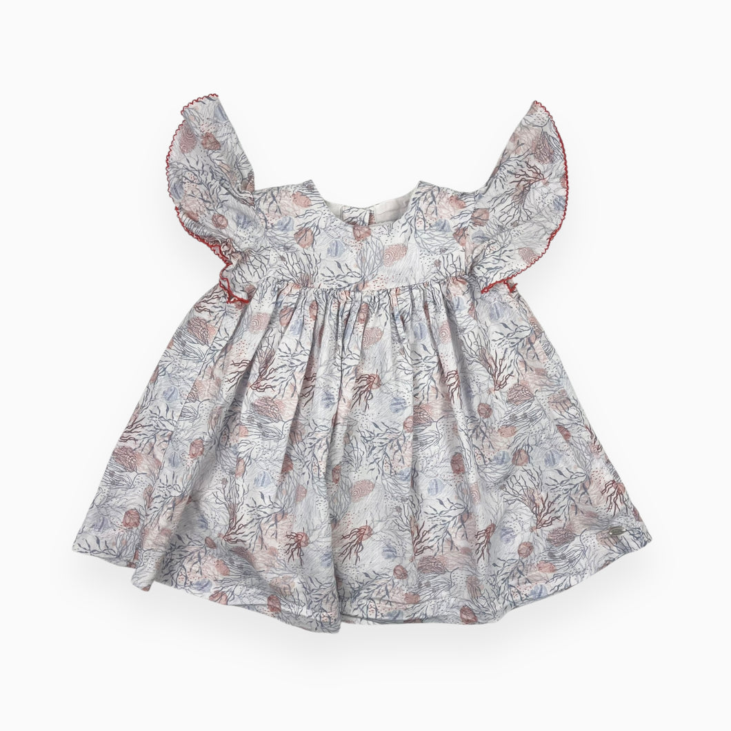 Robe en mousseline de coton doublé à imprimé fonds marins 18M