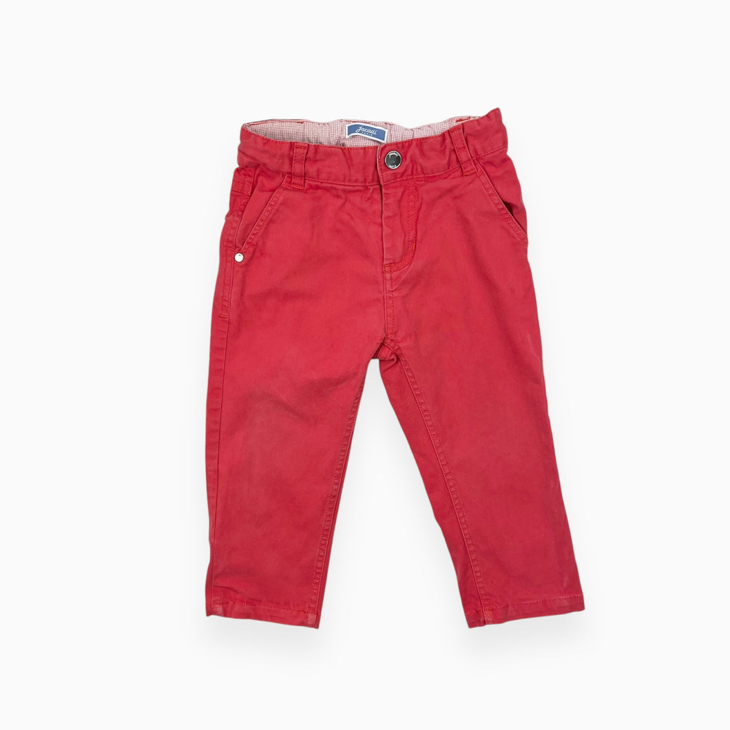 Pantalon chino rouge rosé avec taille ajustable 18M