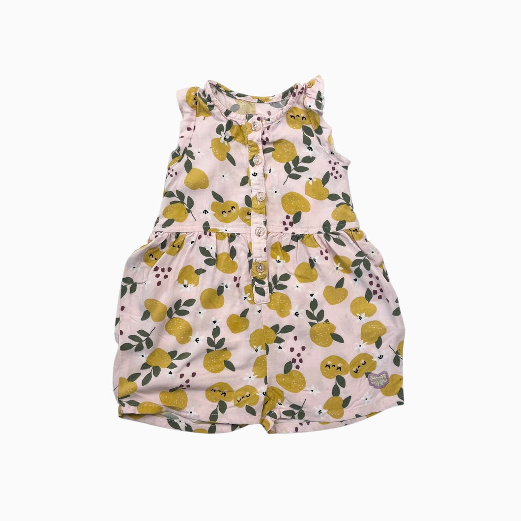 Combi short rose pâle en viscose à imprimé citron 6-9M