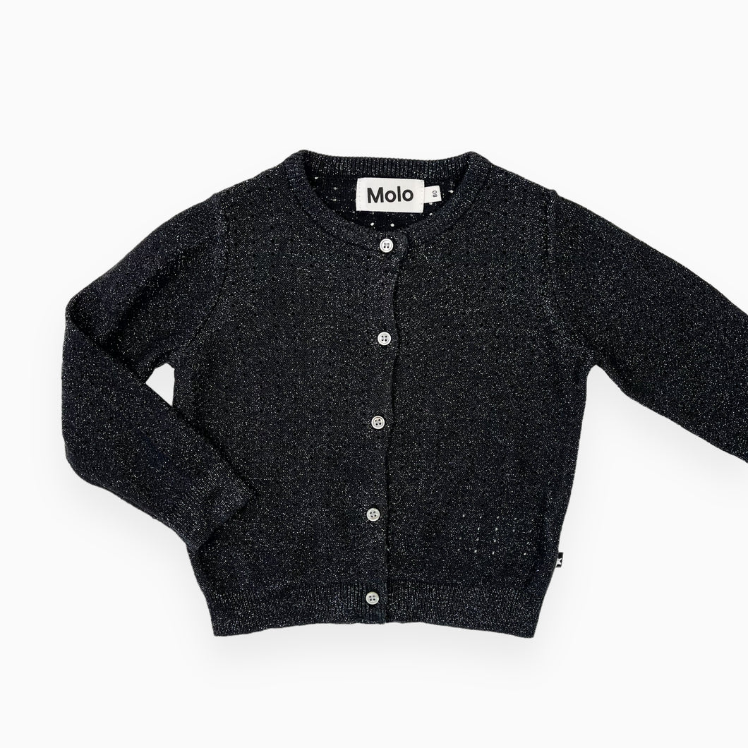 Cardigan noir scintillant en fin tricot de coton et lurex 80 - 12M