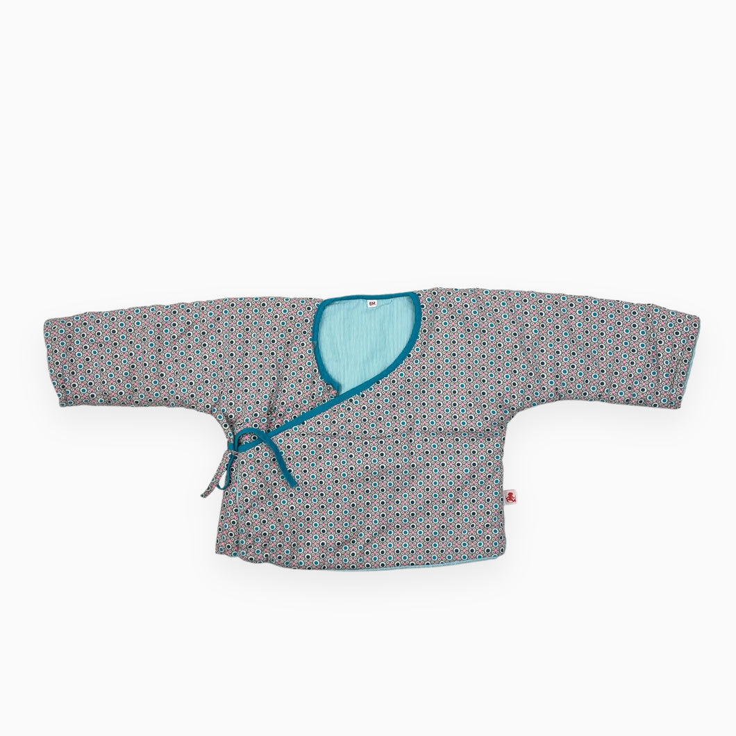 Haut cache-coeur en coton matelassé réversible 6M (fit 6-12M)