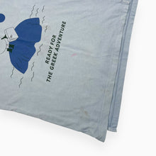 Charger l&#39;image dans la galerie, T-shirt bleu en coton bio &#39;Ready for the Greek adventure&#39; 6Y
