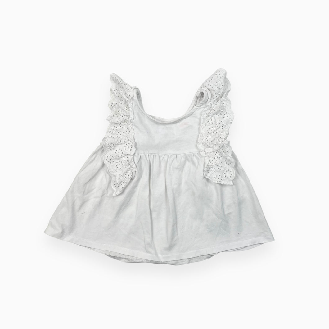 Haut blanc en coton avec broderie anglaise 6-9Y