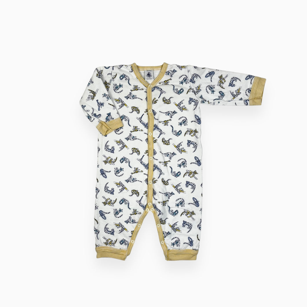 Pyjama blanc en coton doublé à imprimé cheetah 12M