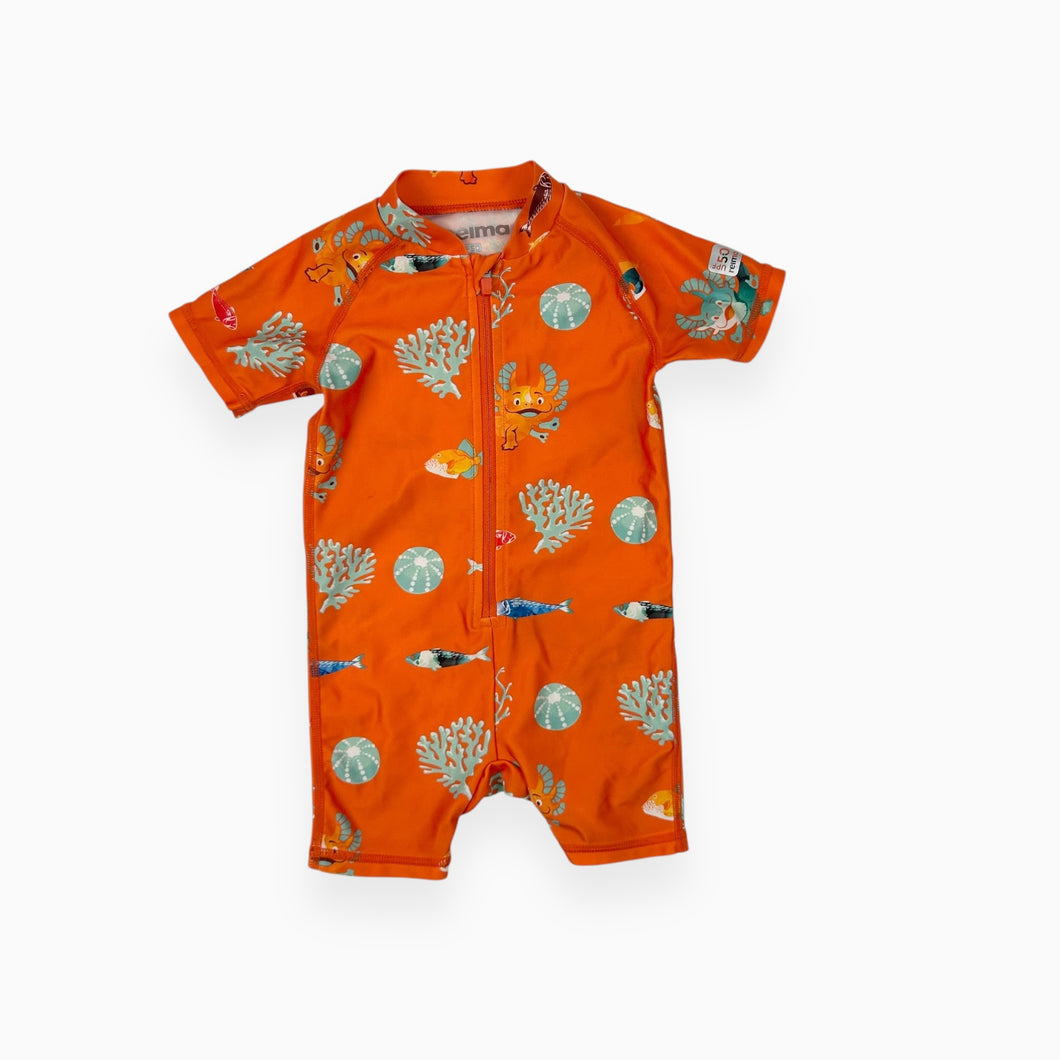 Maillot orange motif vie marine 68cm 6M