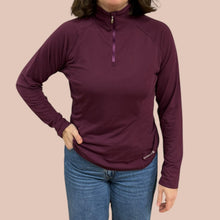 Load image into Gallery viewer, Pull demi-zip raisin &#39;opti-wick&#39; style sous-couche en poly et spandex pour femmes L
