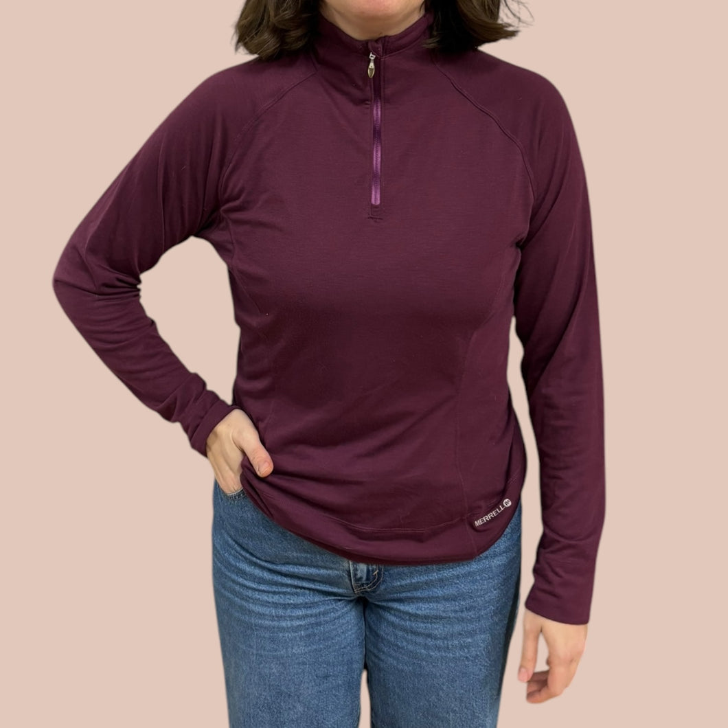 Pull demi-zip raisin 'opti-wick' style sous-couche en poly et spandex pour femmes L