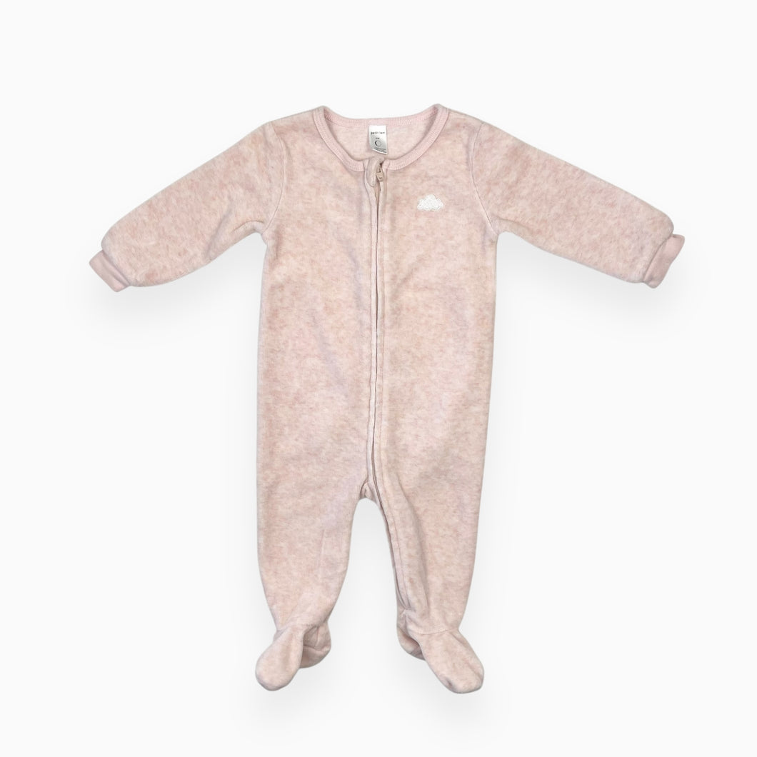 Pyjama rose en velours avec nuage brodé 6M