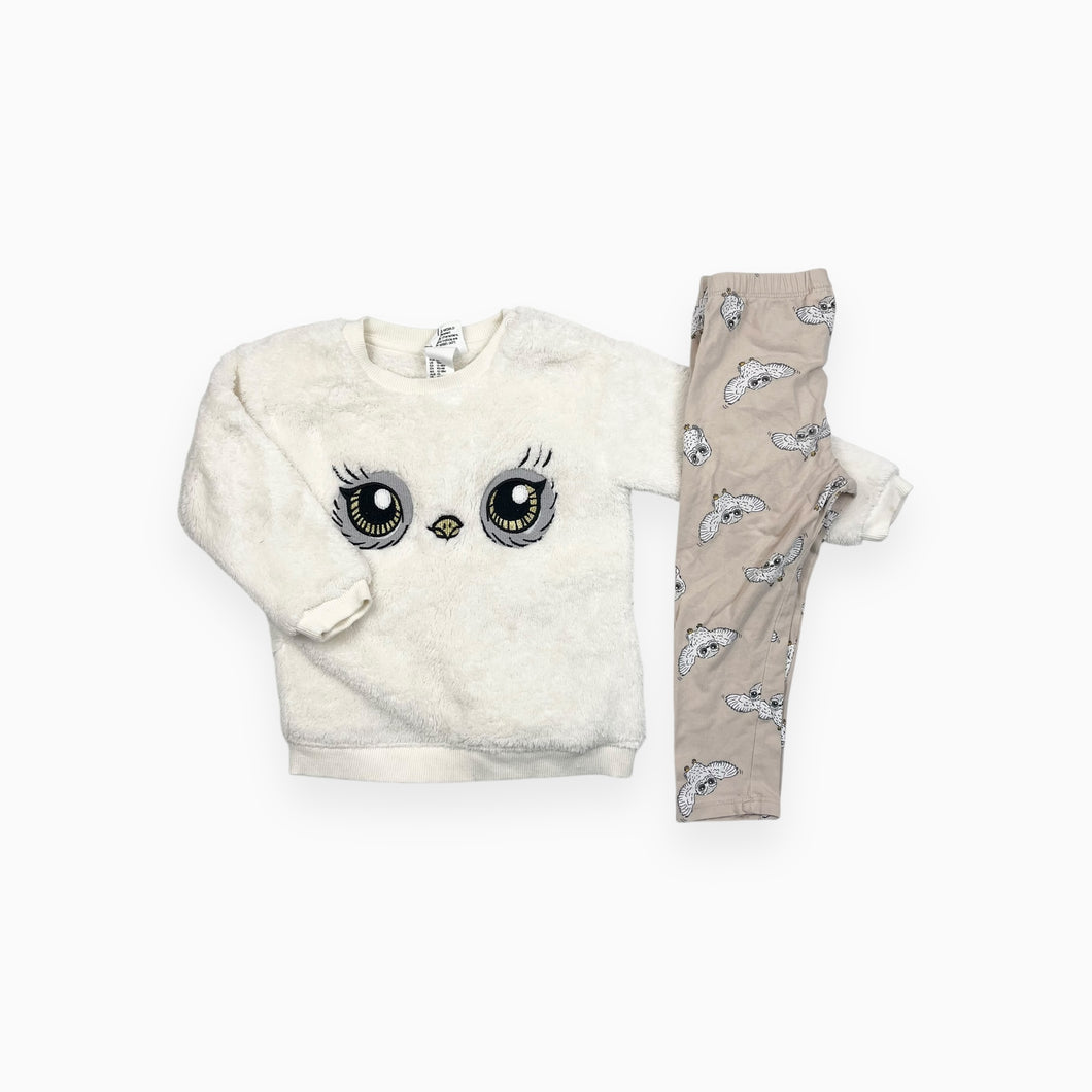 Ensemble pull en peluche et legging en coton à imprimé Hedwig 12-18M