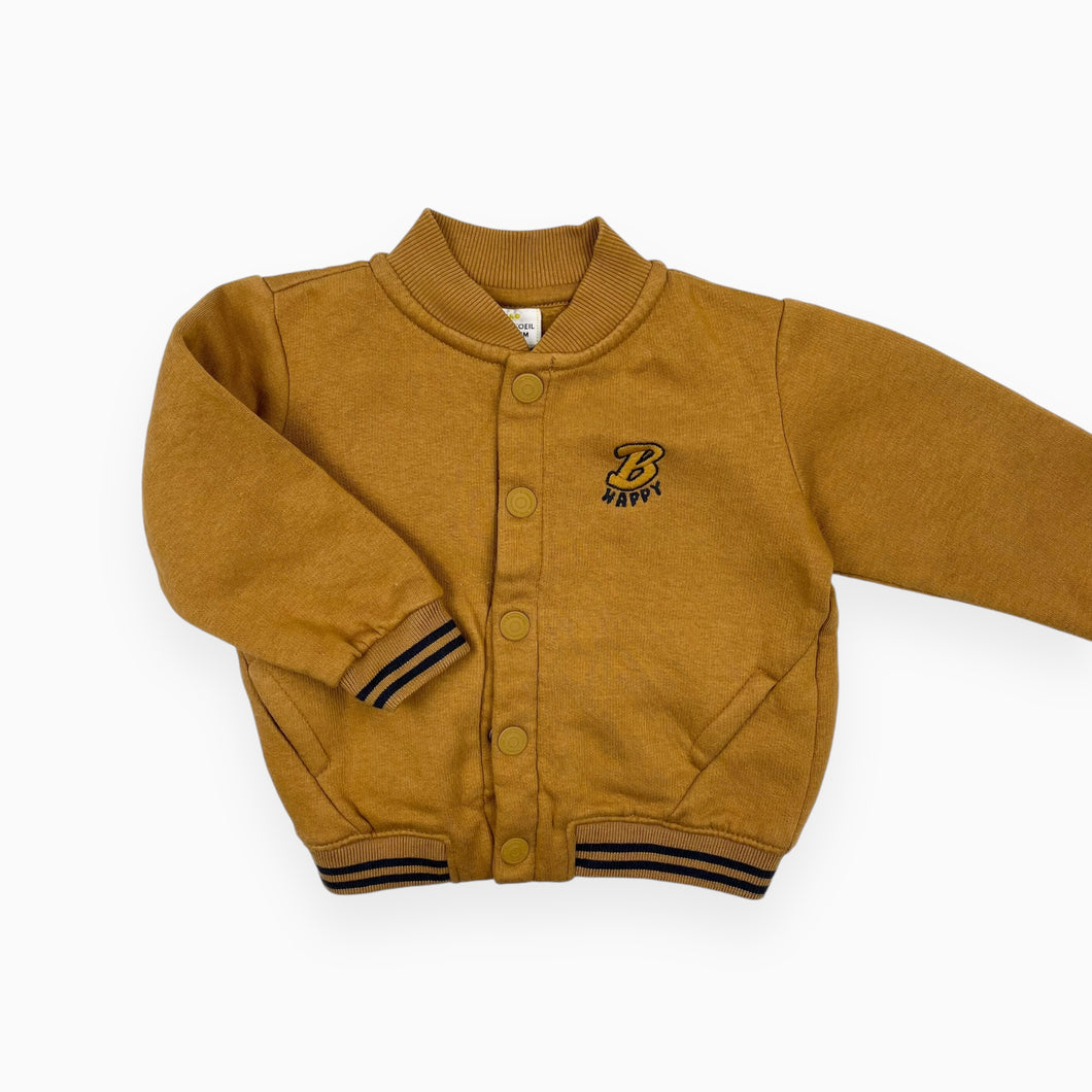 Veste caramel style baseball en coton french terry 'B Happy' 18M