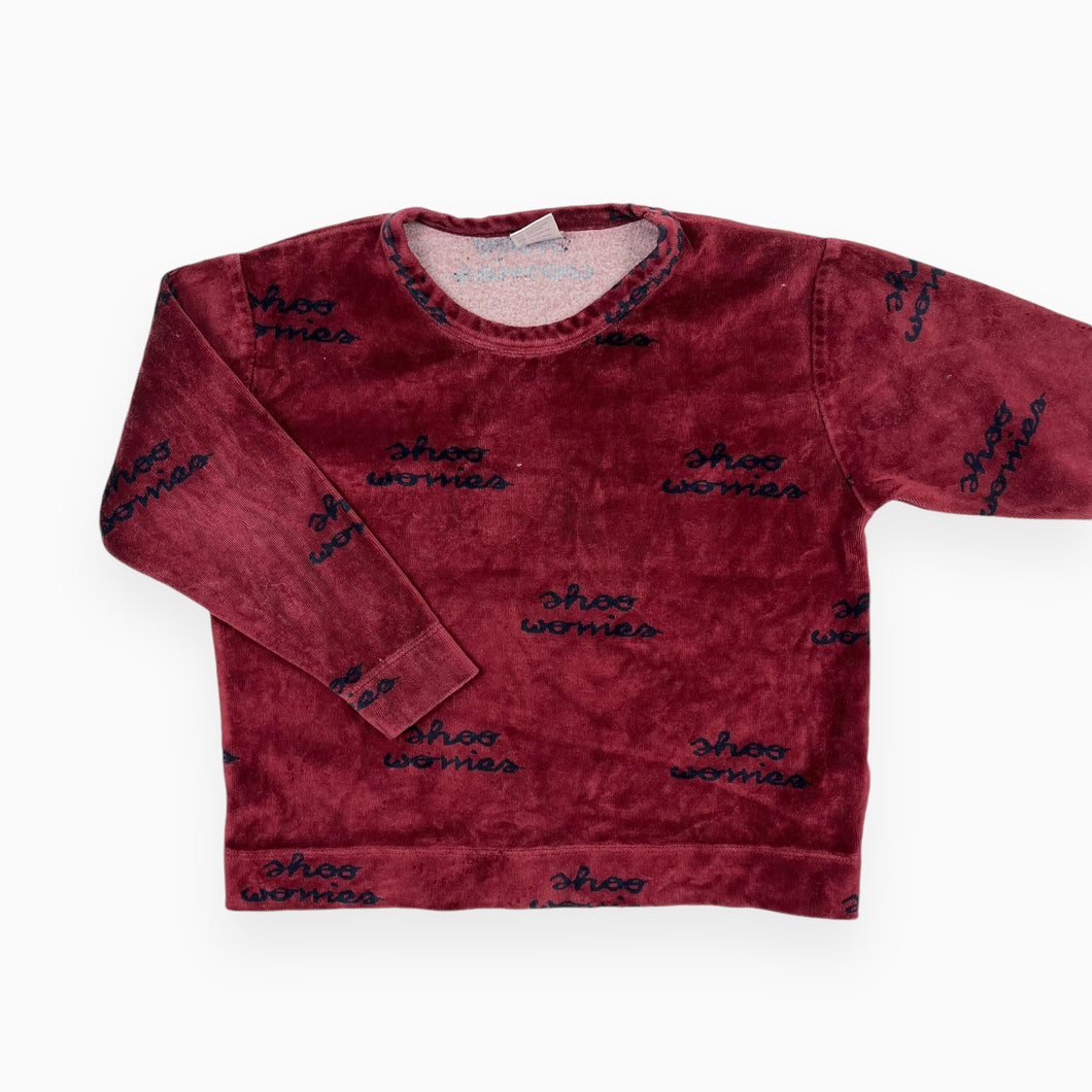 Pull bordeau en velours de pima coton et poly 'shoo worries' 6Y