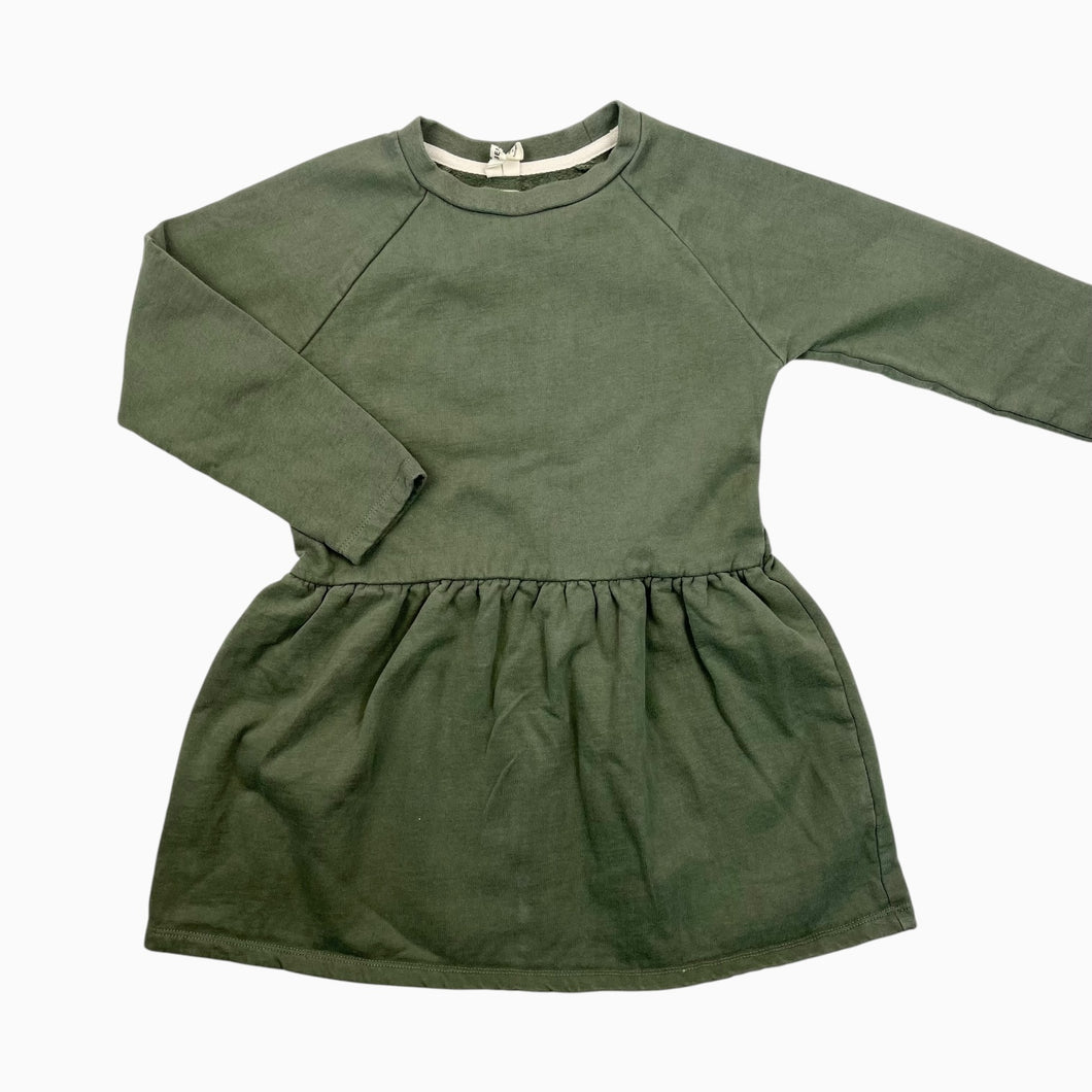 Robe verte sauge en coton ouaté bio 5-6Y