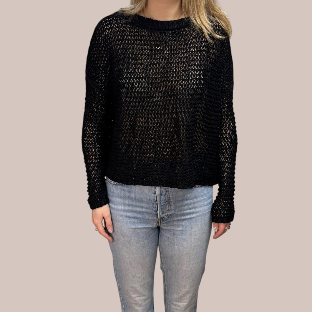 Pull en maille noir de coton pour femmes M