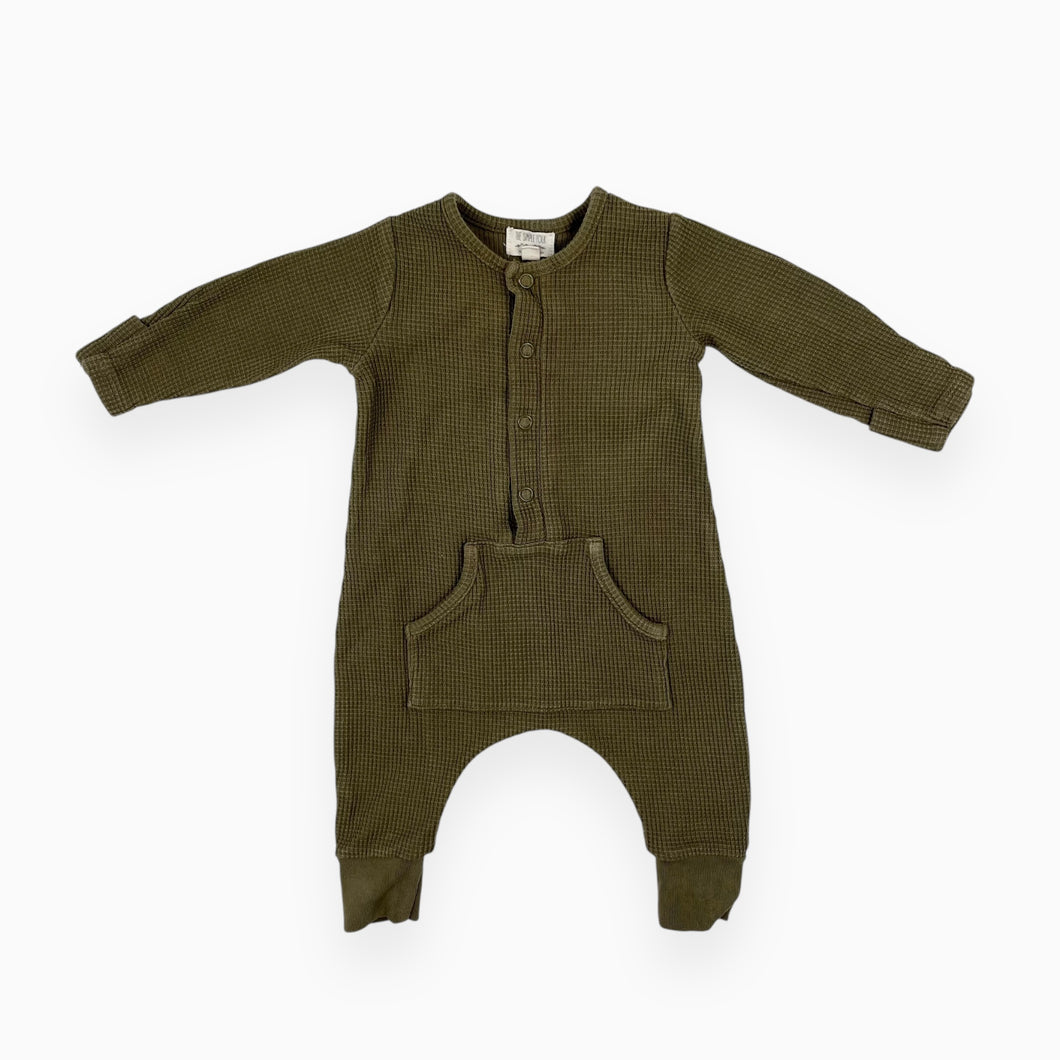 Pyjama vert en coton gaufré 0-3M