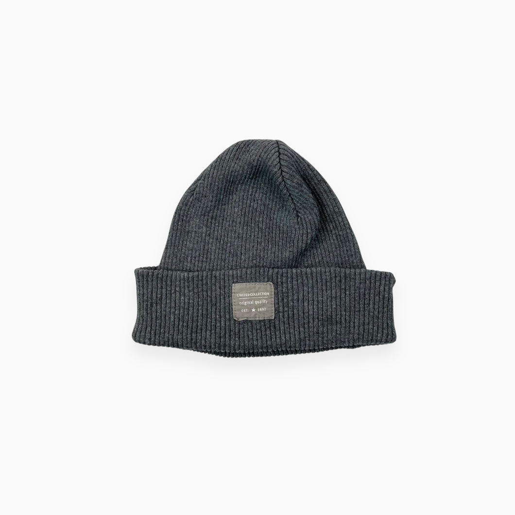 Tuque grise en coton, poly cotelé 9-18M