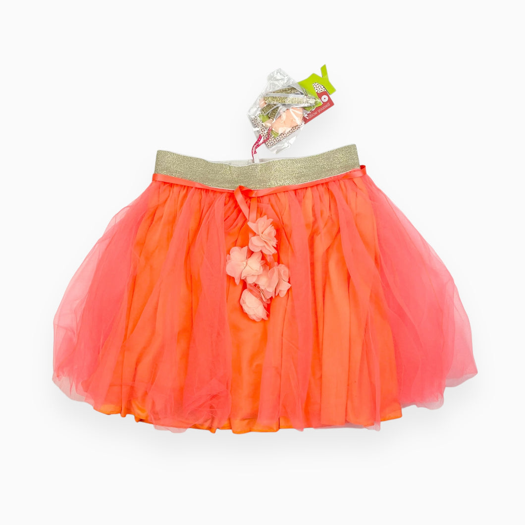 Jupe tutu en tulle orange néon avec bande élastique dorée 12-14Y