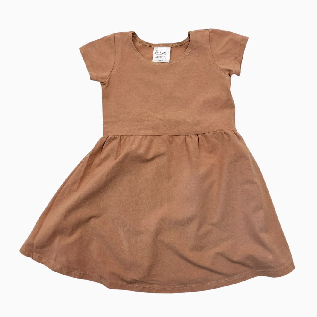 Robe terracotta en rayonne de bambou et coton bio extensible 3-4Y