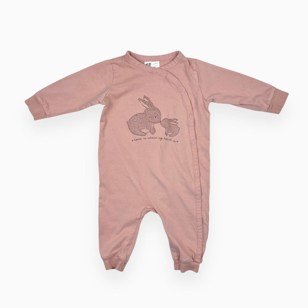 Pyjama rose en coton lapin 4-6M