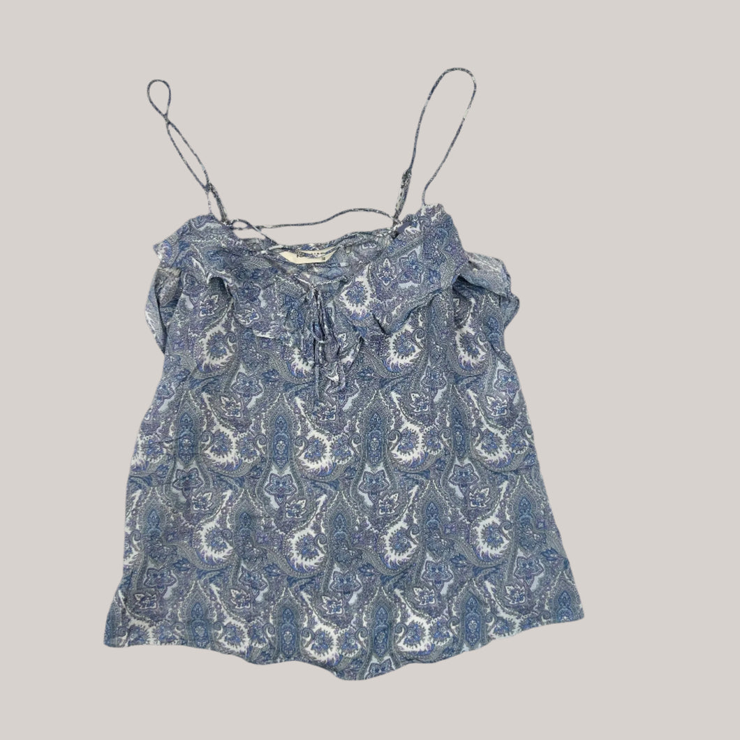 Cami bleue et lilas à motif paisley en viscose avec bretelles ajustables pour femmes 38