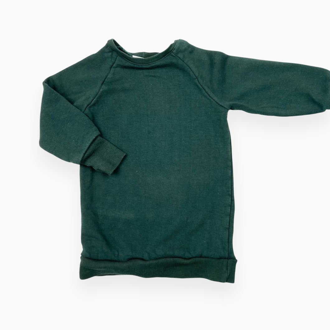 Pull vert forêt en coton ouaté 3-5Y (fit petit)