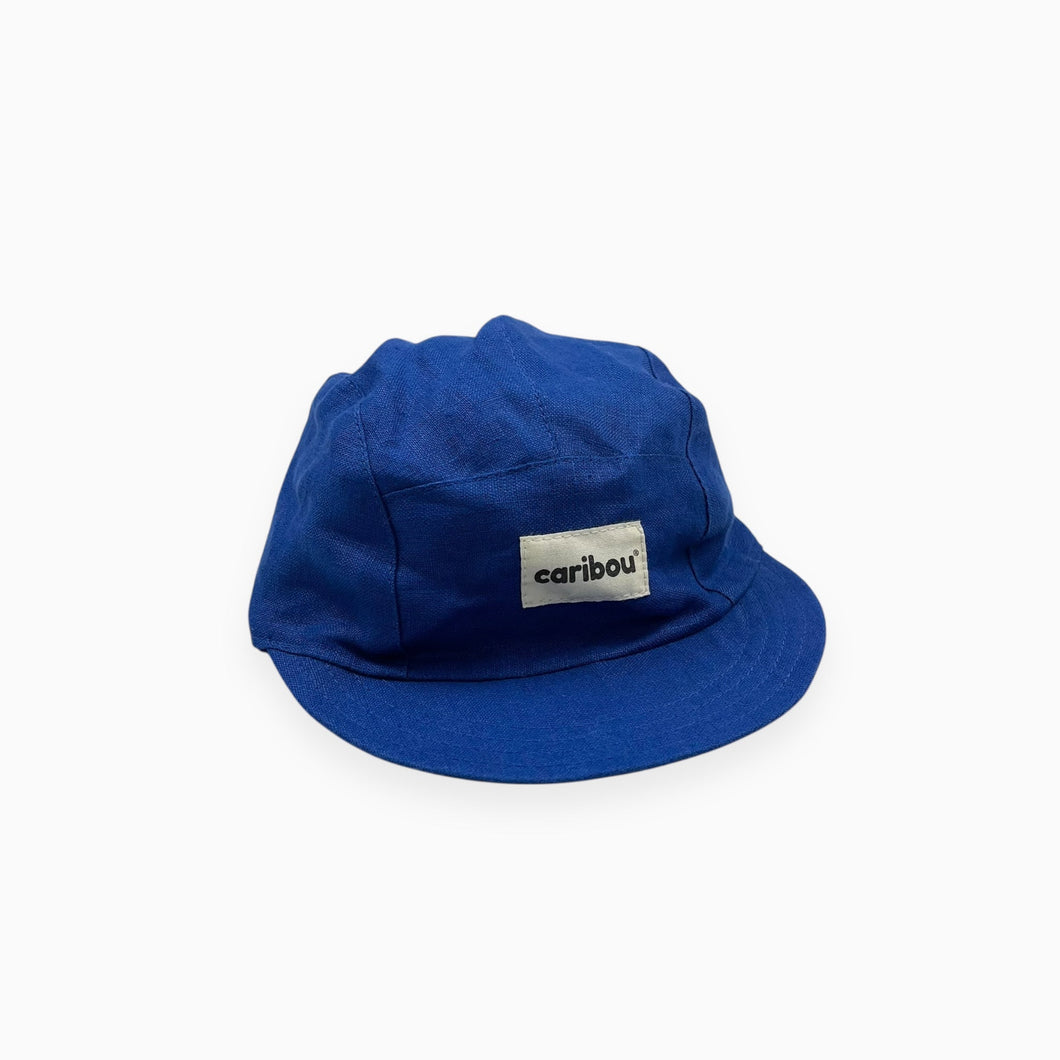 Casquette 5 panneaux bleu royale en lin XL (54-58cm) 6Y+