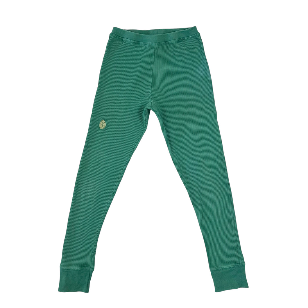 Legging vert en coton bio cotelé avec appliqué feuille 8-9Y