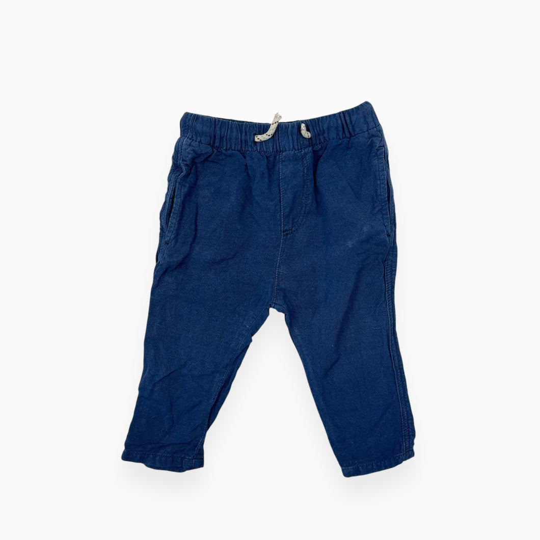 Pantalon bleu capitaine en coton et lin 9-12M