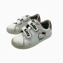 Load image into Gallery viewer, Sneakers blancs en cuir avec velcro et paillettes &#39;Hello Kitty&#39; 30 EUR
