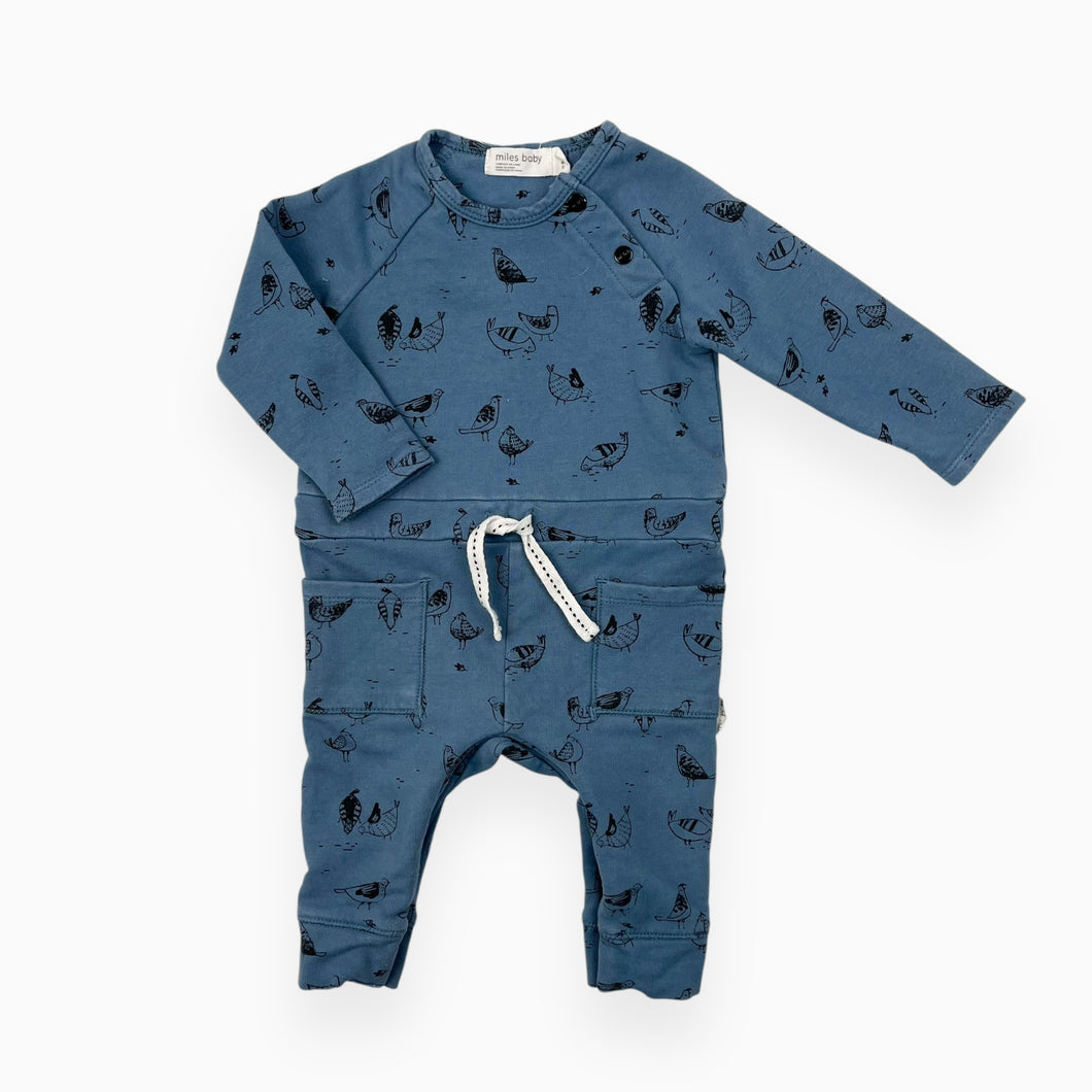 Combi bleue en coton élastane à imprimé pigeons 3M