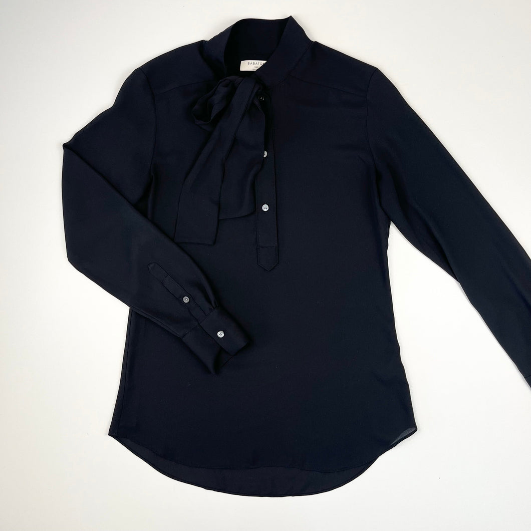 Blouse noire en chiffon de poly pour femmes XXS