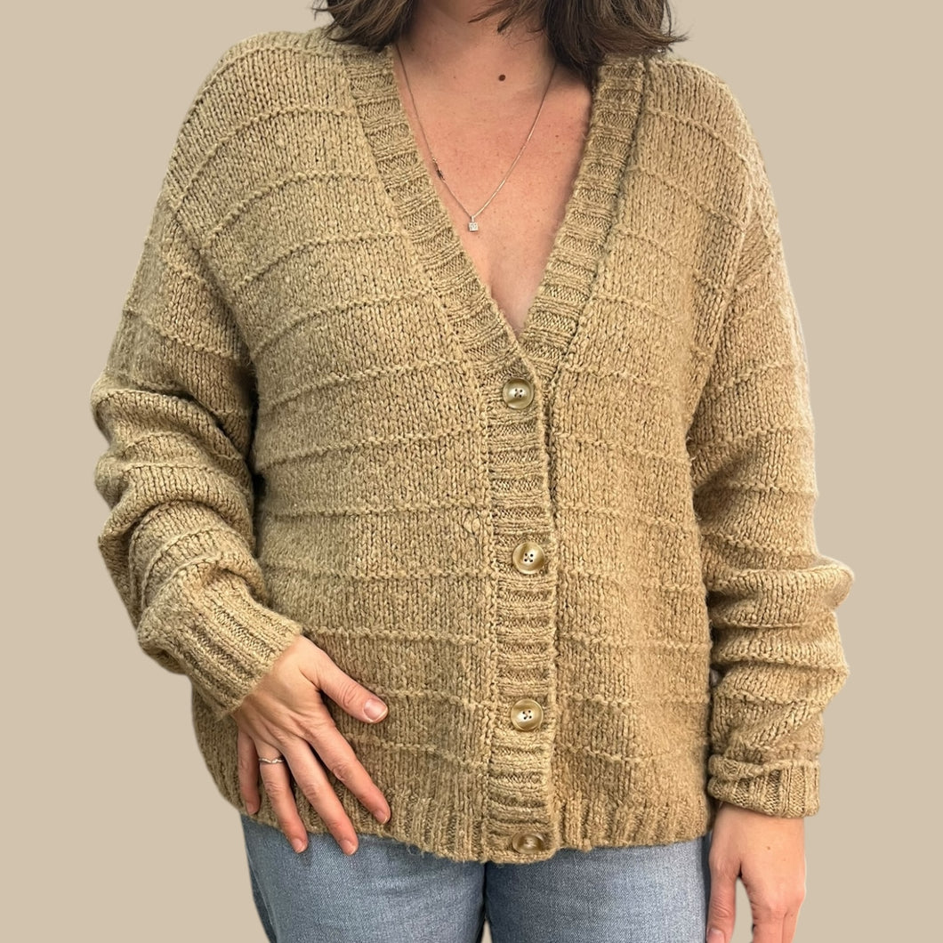 Cardigan avoine en tricot d'acrylique, nylon, laine et viscose pour femmes L