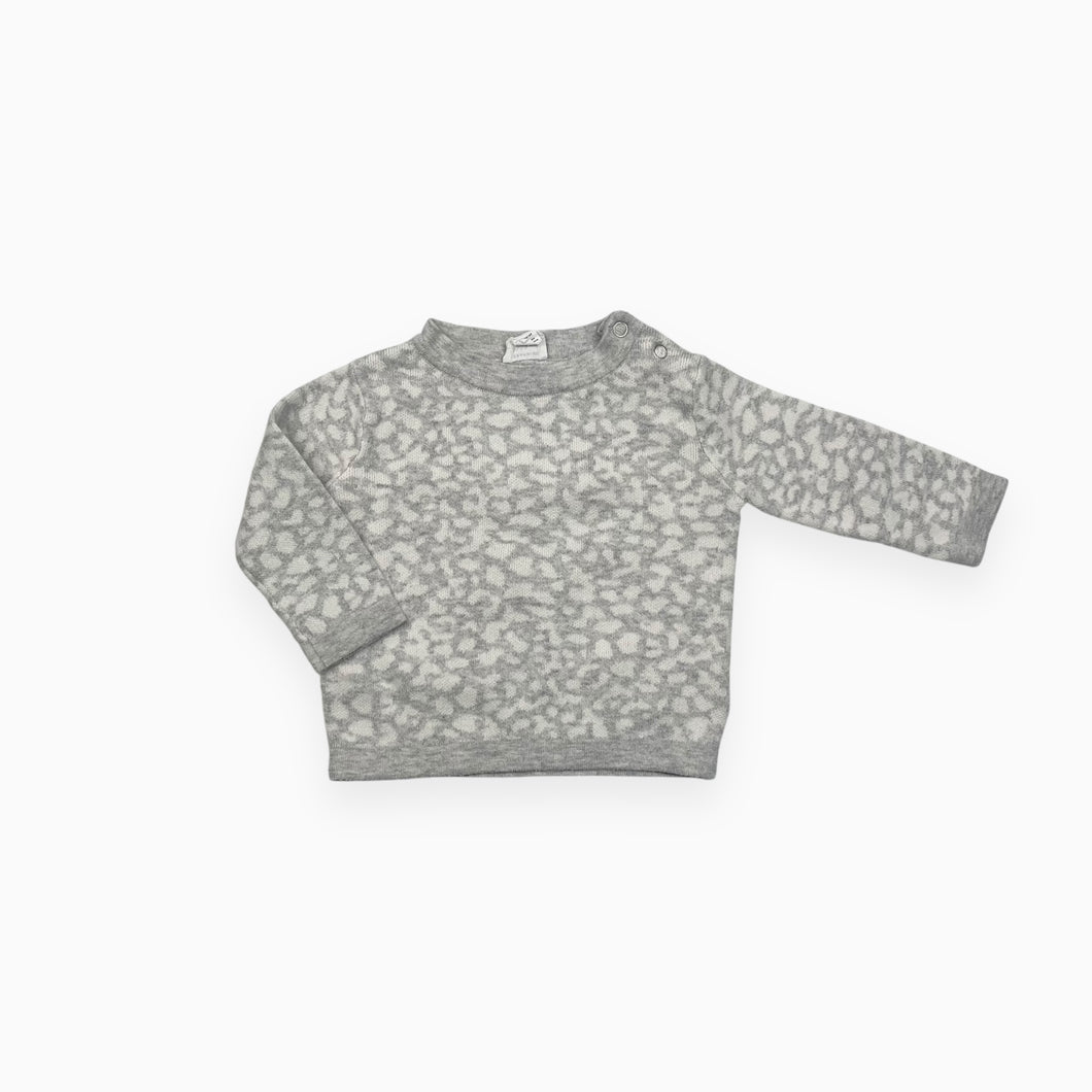 Pull gris en tricot tacheté 0-6M