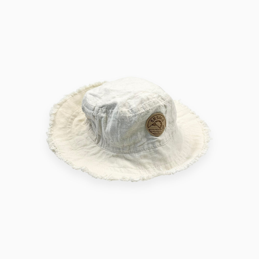 Chapeau crème style bucket hat en lin et coton S-M- (50-53cm)