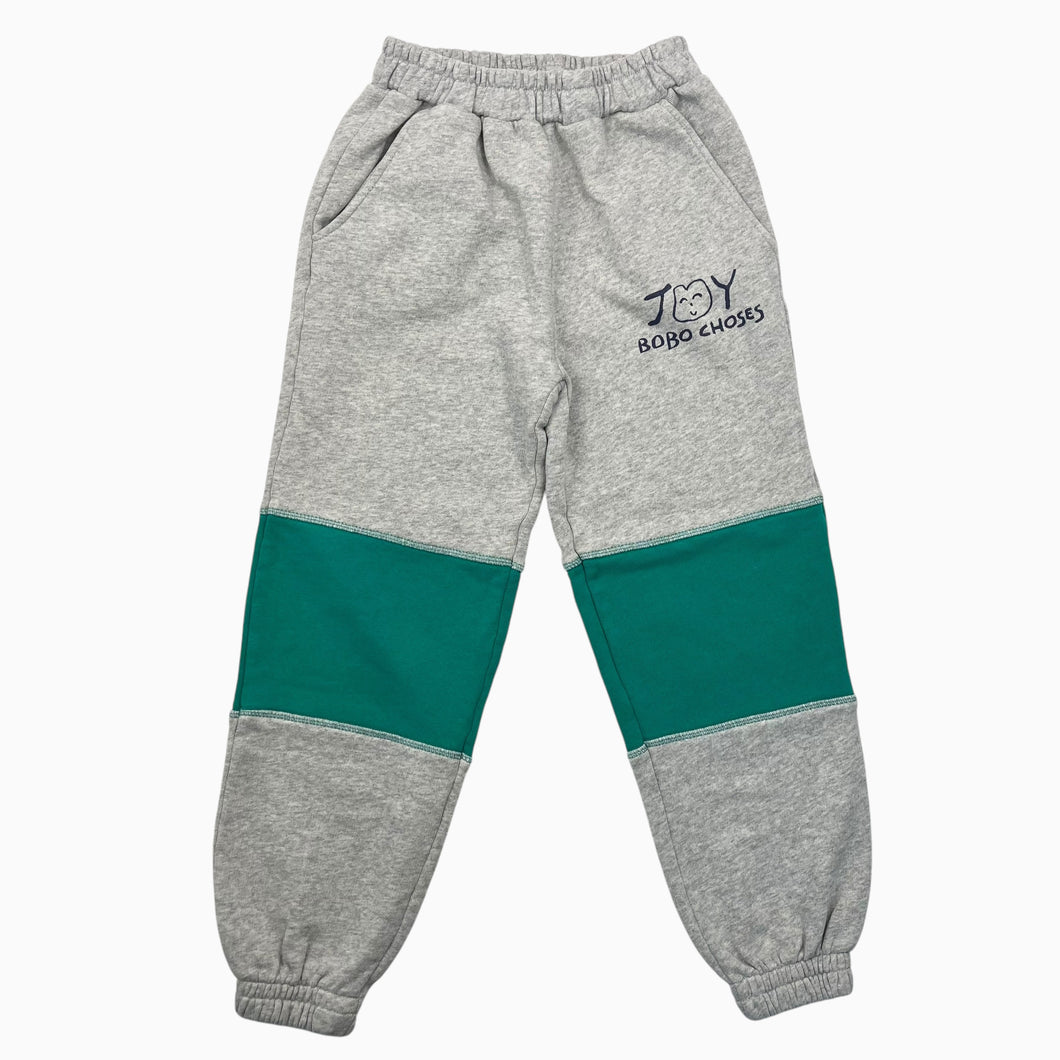 Pantalon de jogging gris et vert turquoise en coton bio 6-7Y