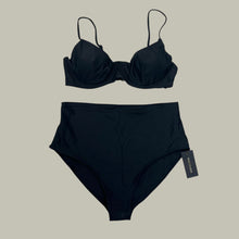 Load image into Gallery viewer, Bikini noir haut avec armature &#39;Tropez&#39; et culotte taille-haute en nylon et spandex pour femmes XL
