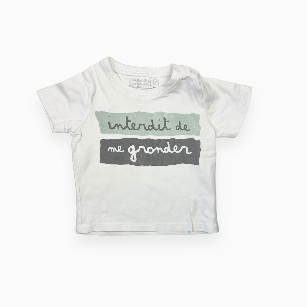 T-shirt en coton 'Interdit de me gronder' 6M