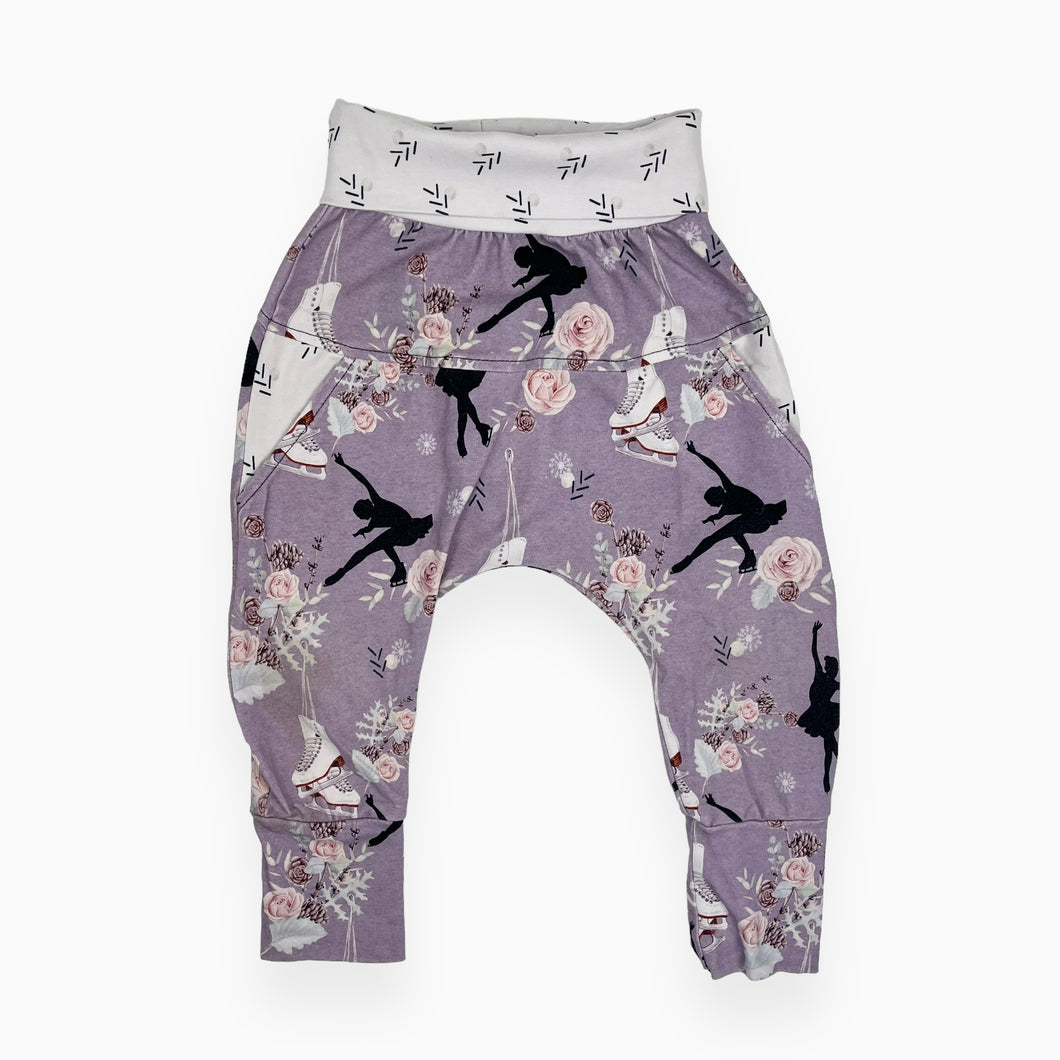 Pantalon évolutif mauve motif patin 0-12M