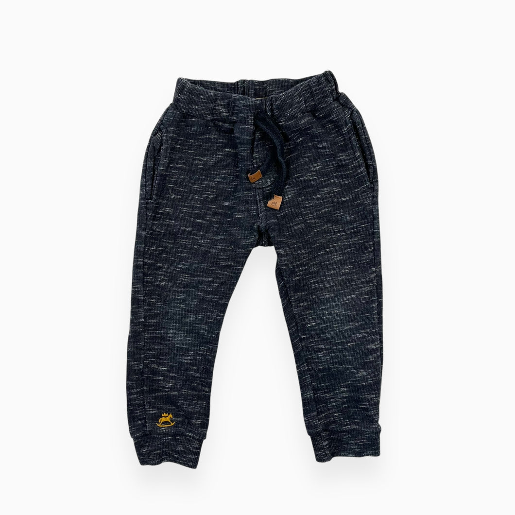 Pantalon de jogging bleu marine en coton et poly chiné 2Y