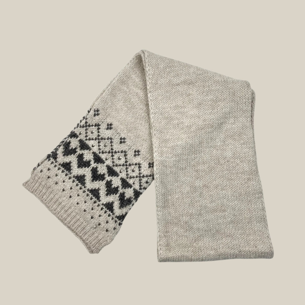 Foulard beige et gris en tricot d'acrylique, laine et alpaga pour femmes 84' OS