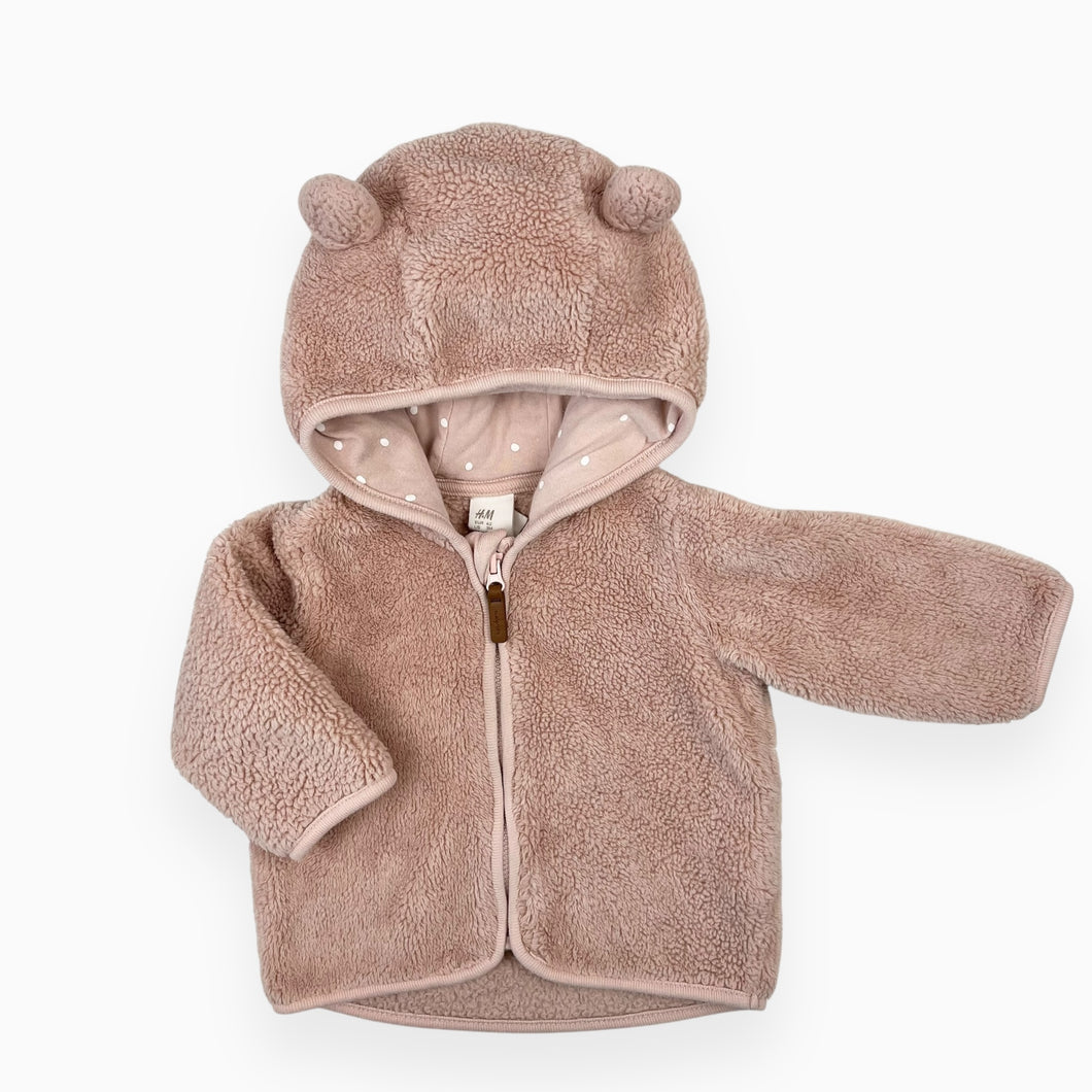 Veste rose à capuchon en peluche 2-4M