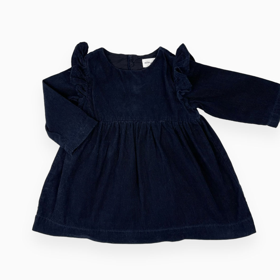 Robe bleu marine en corduroy brossé 9M