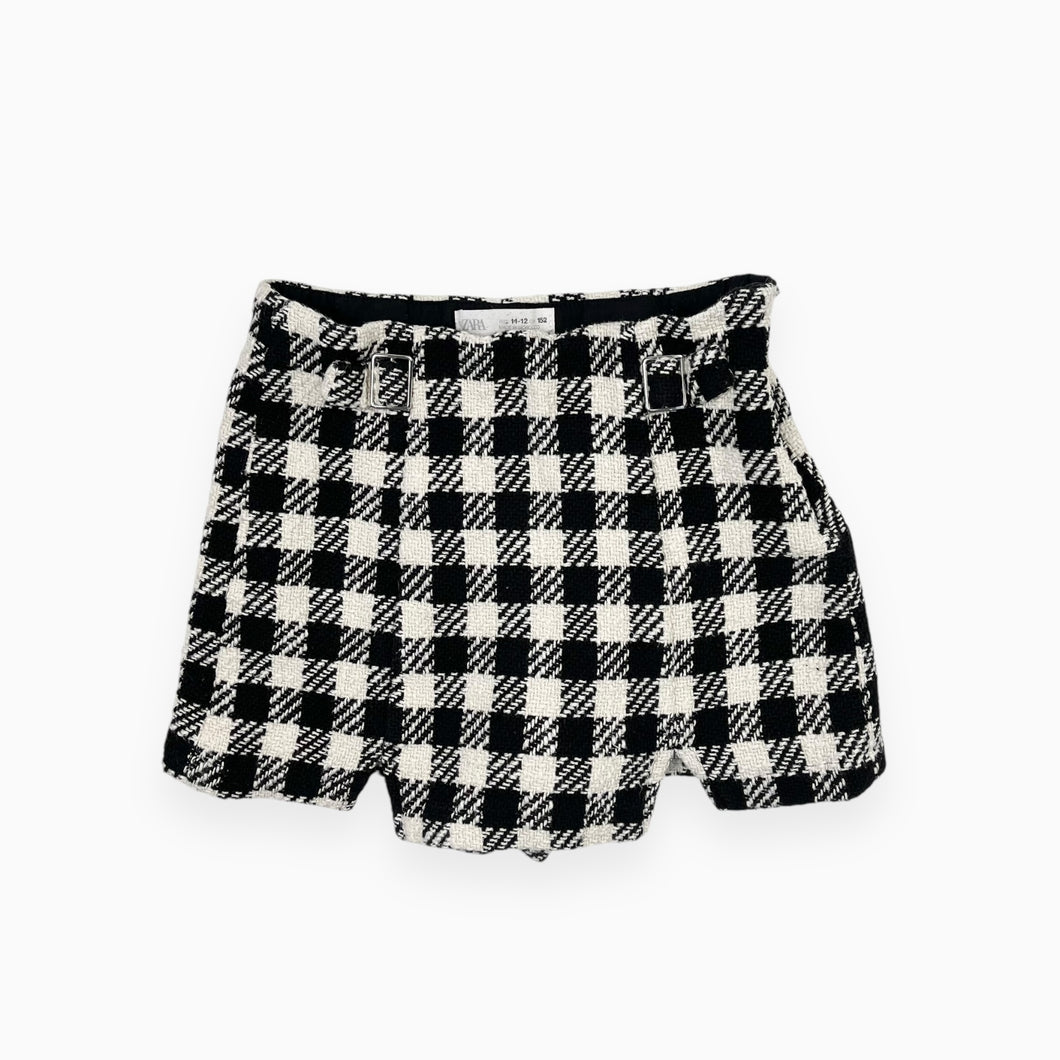 Skort en tweed noir et crème 11-12Y