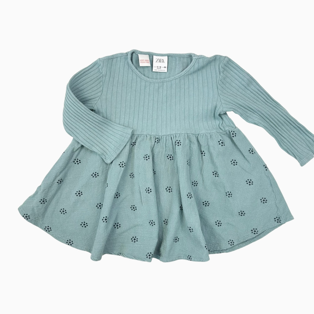 Robe seafoam en coton cotelé à imprimé floral marine 12-18M