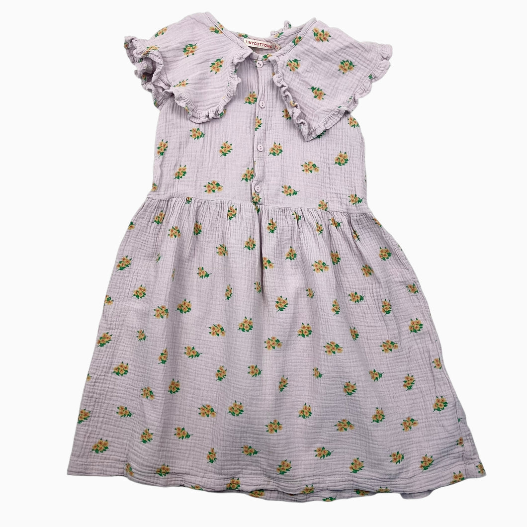 Robe sans manche lilas en mousseline de coton à imprimé floral 8Y