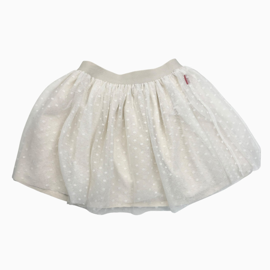 Jupe en tulle vanille à pois doublée en coton et élastane 10Y