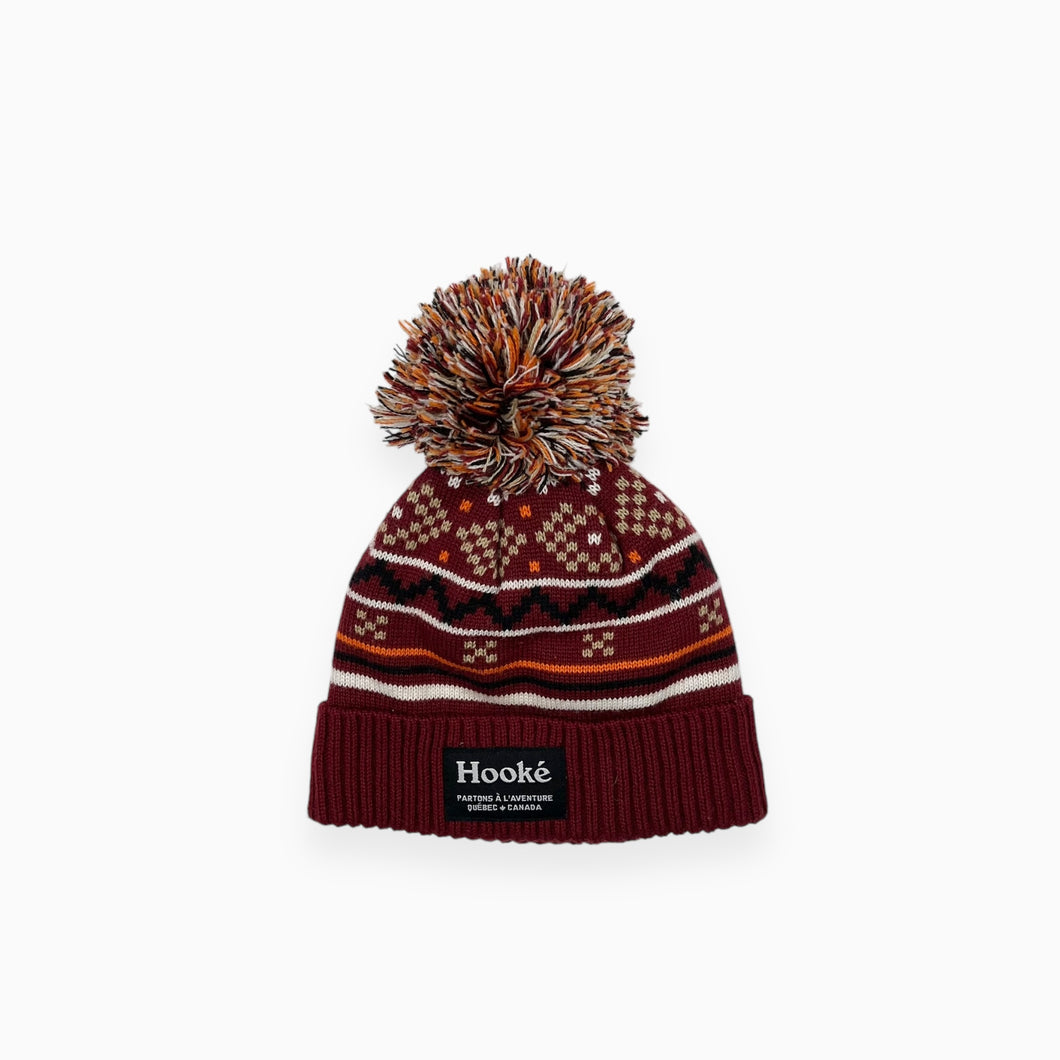 Tuque en tricot de poly et laine avec pompon et doublée en polar 36-40cm (6-12M)