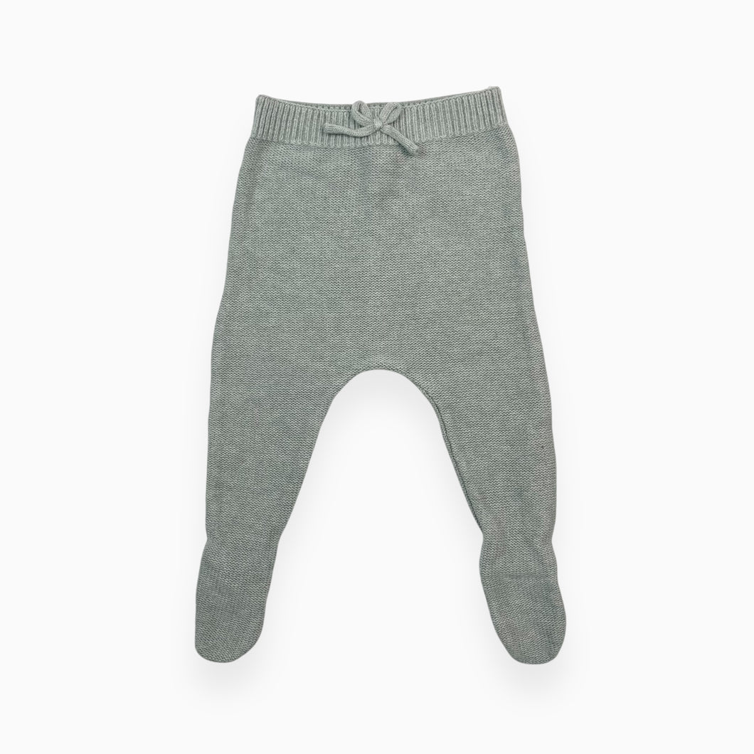 Pantalon menthe à pied en tricot de coton 3-6M