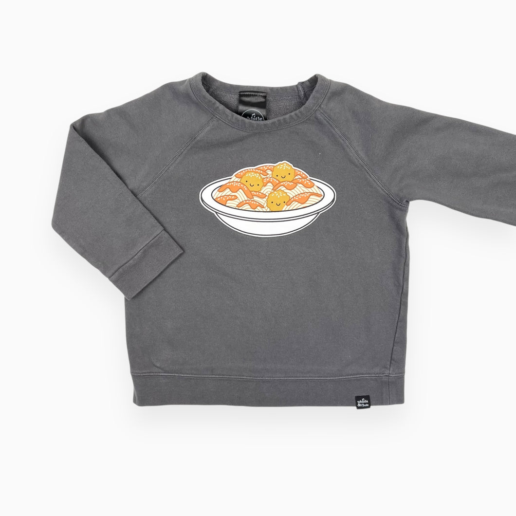 Pull charcoal en coton ouaté bio spaghetti 5-6Y